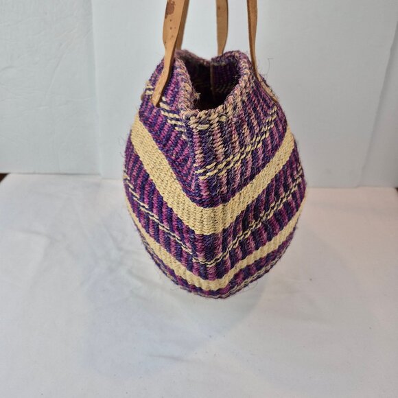 Vintage Handwoven Sisal Tote Market Bag from Kenya - Picture 5 of 16